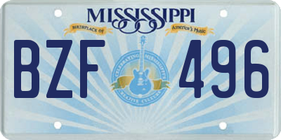 MS license plate BZF496
