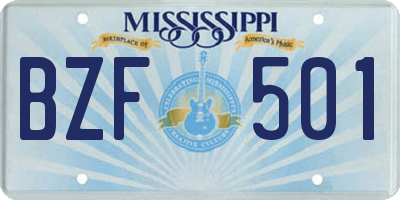 MS license plate BZF501