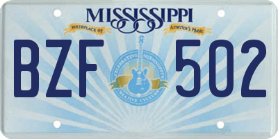 MS license plate BZF502