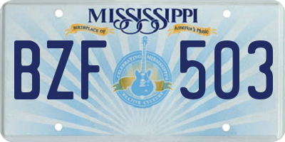 MS license plate BZF503
