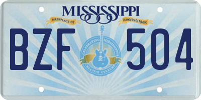 MS license plate BZF504