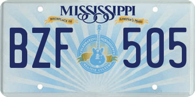 MS license plate BZF505