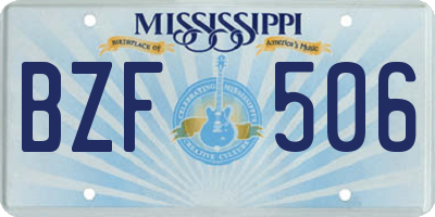 MS license plate BZF506