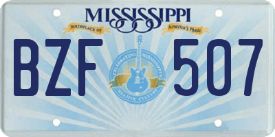 MS license plate BZF507