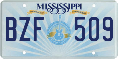 MS license plate BZF509