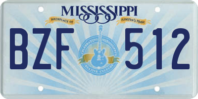 MS license plate BZF512