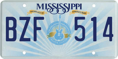 MS license plate BZF514