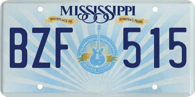 MS license plate BZF515
