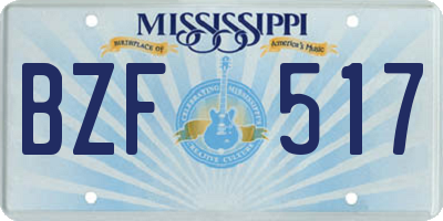MS license plate BZF517