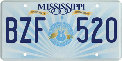MS license plate BZF520