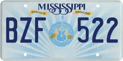MS license plate BZF522