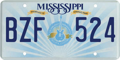 MS license plate BZF524