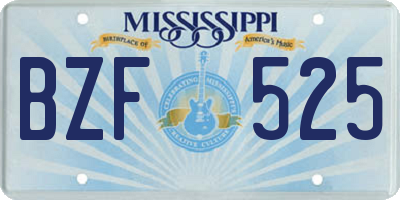MS license plate BZF525