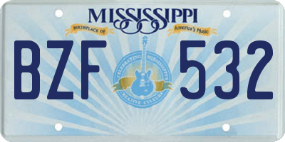 MS license plate BZF532