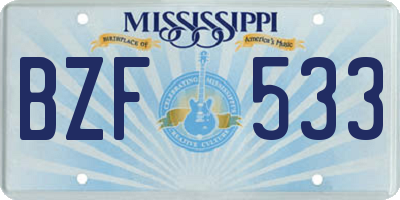 MS license plate BZF533