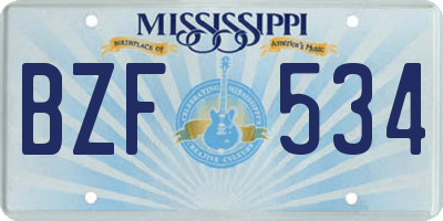 MS license plate BZF534