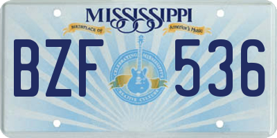 MS license plate BZF536