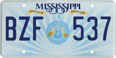 MS license plate BZF537