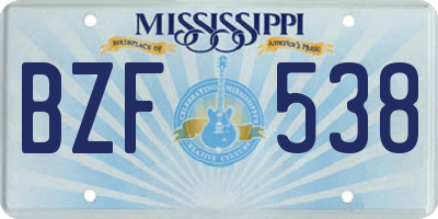 MS license plate BZF538