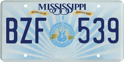 MS license plate BZF539