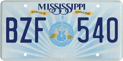 MS license plate BZF540