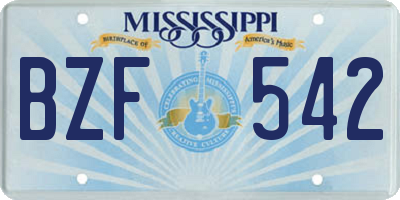 MS license plate BZF542