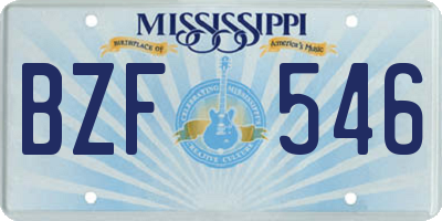 MS license plate BZF546