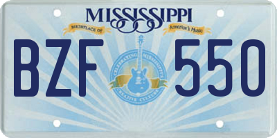 MS license plate BZF550