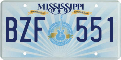 MS license plate BZF551