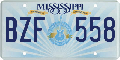 MS license plate BZF558
