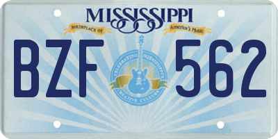 MS license plate BZF562