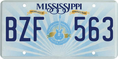 MS license plate BZF563