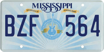 MS license plate BZF564