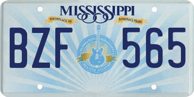 MS license plate BZF565