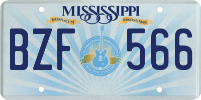 MS license plate BZF566