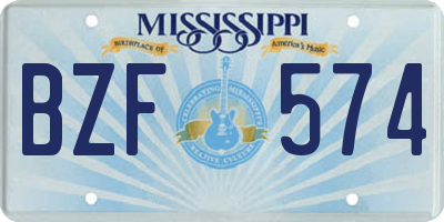 MS license plate BZF574