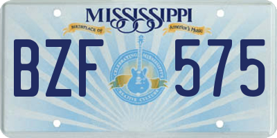 MS license plate BZF575