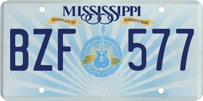 MS license plate BZF577