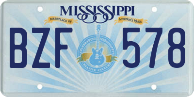 MS license plate BZF578