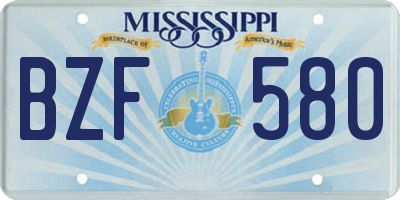 MS license plate BZF580