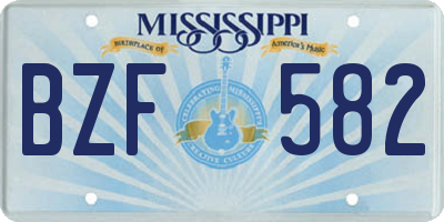 MS license plate BZF582