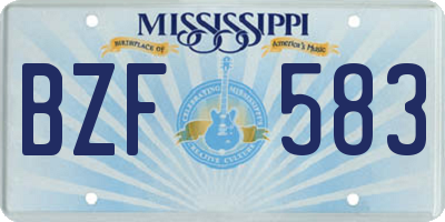 MS license plate BZF583