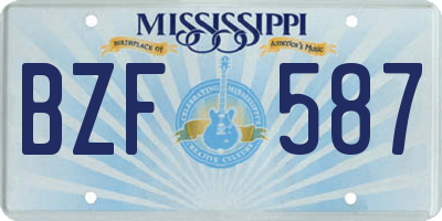MS license plate BZF587