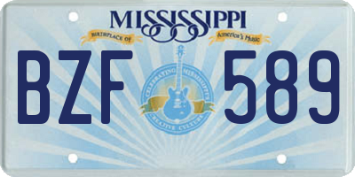 MS license plate BZF589