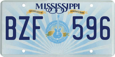 MS license plate BZF596