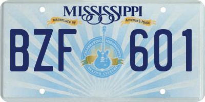 MS license plate BZF601