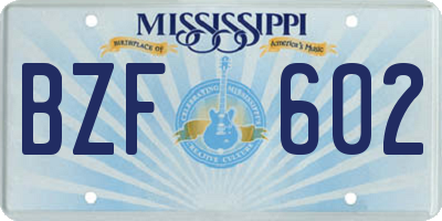 MS license plate BZF602