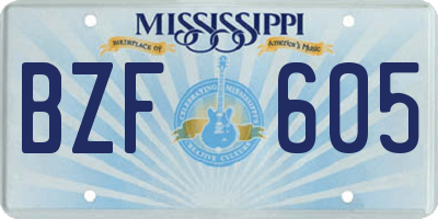 MS license plate BZF605