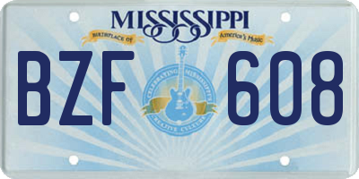 MS license plate BZF608