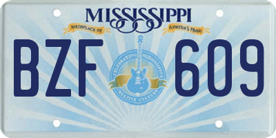MS license plate BZF609